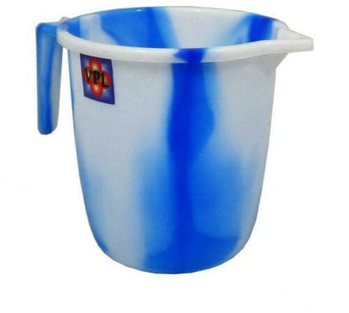 Tie Dye Design 1.5 Litre Plastic Water Jug with Handle and Spout Kitchen Plastic Mugs for Bathroom, Hair Washing Jug (Blue)