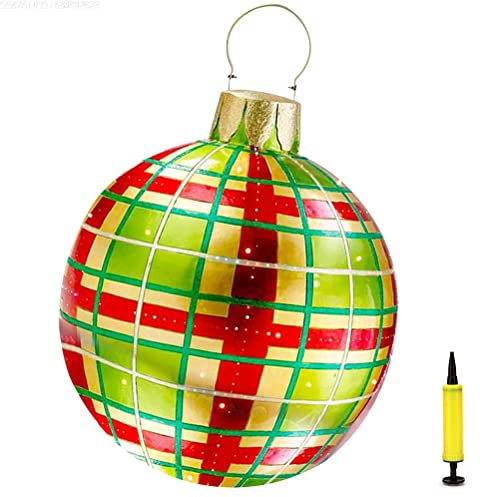 Weihnachtsdekorationen Weihnachten Aufblasbar Ball,60cm PVC Riesen Aufblasbarer Weihnachtsball,Christbaumkugel Weihnachtskugeln Christbaumschmuck mit Pumpe Weihnachtsdekoration