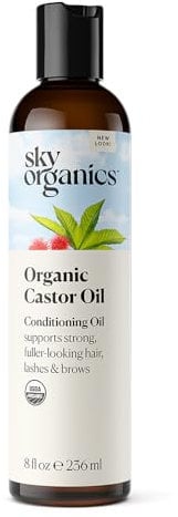 Sky Organics - Bio-Rizinusöl - Volumengebendes Haaröl - Kopfhaut, Wimpern, Brauen - Reines Rizinusöl kaltgepresst - Natürlicher Conditioner - Omega-Fettsäuren, Vegan - Schönheit, Haarpflege - 237 ml