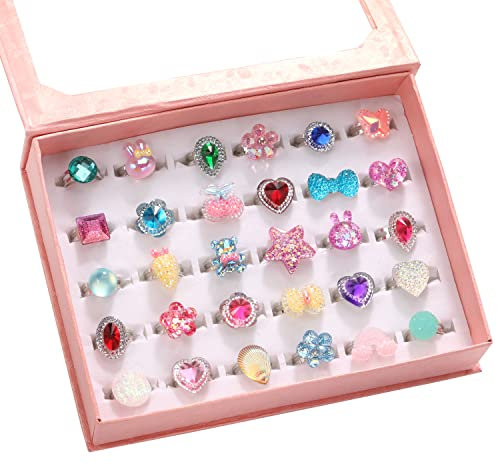 Pinkgarden Schmuck Ringe für Kinder, Einstellbar, Keine Duplikation, Mädchen Vorgeben spielen und Verkleiden Ringe (30 Diamantring-102)