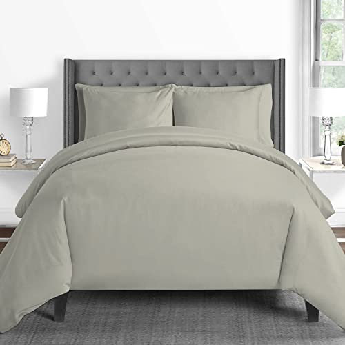 Pizuna 600 Fadenzahl aus Baumwolle Bettwäsche Silber,100% Langstaple Baumwolle Bettbezug und Kissenbezug, 100% Baumwolle Mako Satin 2-Teilig Bettwäscheset 135x200 + 80x80 Silber