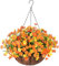 Autumn Artificial Hanging Flowers in Basket for Patio Garden Porch Deck Fall Decor, Artificial Daisy Arrangement,Fake Plants in 12 inch Coconut Lining Basket for Outdoor/Indoor(Orange)
