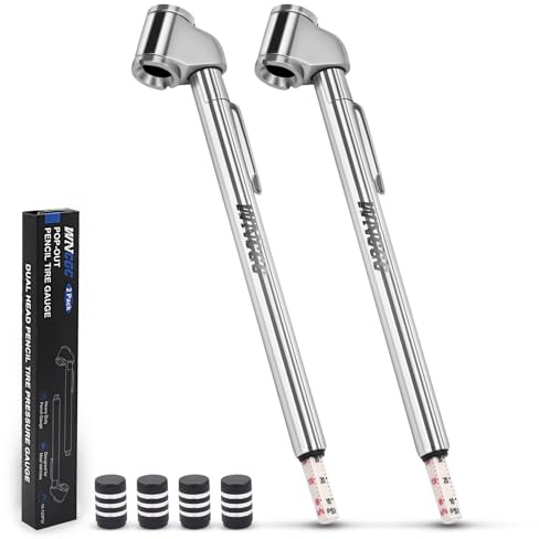 WNCGC Pencil Tire Pressure Gauge 2 Pack, 10-120PSI Dual Head Air Gauge Tire Pressure Heavy Duty Tire Valve Gauge for Truck Car RV ATV Motorcycle