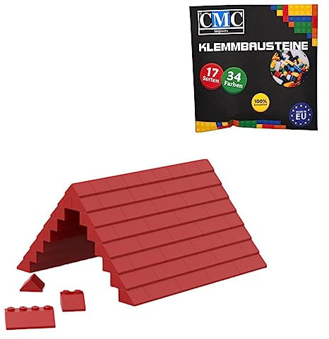 CMC imports 75 Klemmbausteine Dachsteine Dachbausteine Klemmbausteine Noppen Roof Slopes Ridged Tile Mix 6 vers. Farben (Rot / 620)