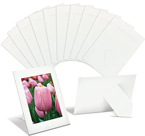 Better Office Products Cornici di carta per foto da 10 x 15 cm, confezione da 50 cornici in cartoncino pesante con cavalletto, cornici di carta da terra (bianco)