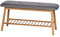WENKO Schuhbank mit Sitzpolster Nori, aus Bambus, Bezug aus 100% Polyester, 90 x 45 x 34 cm, Braun/Grau