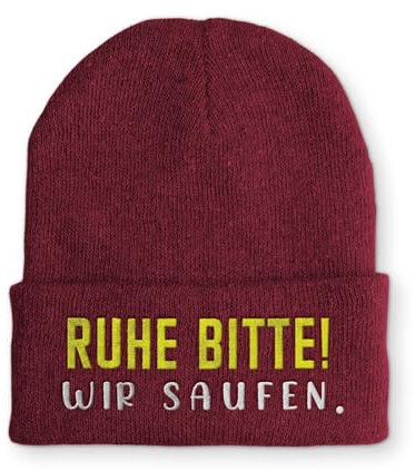 tshirtladen Beanie Mütze Ruhe Bitte! Wir saufen. Statement Wintermütze, Farbe: Bordeaux
