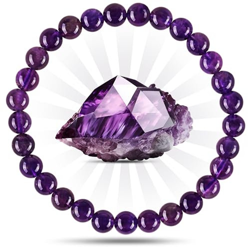 PURAJA Edelstein Armband aus echtem Naturstein: Amethyst | 6mm Kugelarmband aus hochwertigen Mineralien