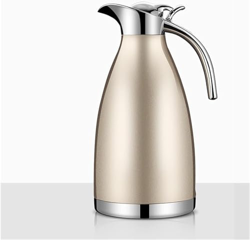 KOINEN Isolierte Kaffeekanne, isolierte Teekanne, Thermoskanne Edelstahl-Vakuumisolationstopf Haushaltsgroßraum-Kaltwasser-Thermoskanne 2L (Farbe: J (Farbe: J) (Color : Gold)