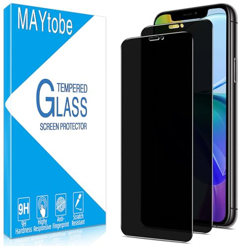 MAYtobe 2 Unidades Protector de Pantalla Privacidad para iPhone 11, iPhone XR, Cristal Vidrio Templado Anti Espía, Antiarañazos, Sin Burbujas, Dureza 9H, Ultra Resistente