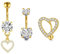 FECTAS 3pcs Bauchnabelpiercing Gold Chirurgenstahl Bauchpiercing Piercing Bauchnabel Schmuck Herz 10mm
