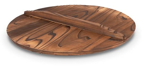 Craft Wok Lid for 16-Inch Woks Traditional Wooden Flat Cover Asian Cookware / 732W323-16in