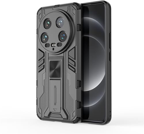 SHIEID Silicone Case for Xiaomi 14 Ultra,Cover with built-in Kickstand Stand Shockproof Silicone TPU Bumper,Compatible with Xiaomi 14 Ultra Phone Case Cover-Black