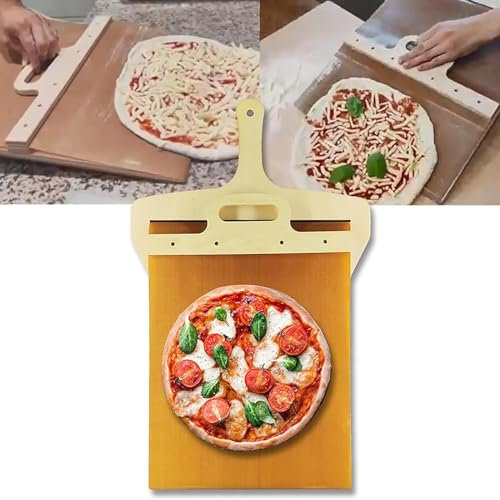 YAMSLAM Sliding Magic Pizza Peel Slider Transfer, Pizza Paddle with Handle, Sliding Pizza Shovel Slide, Easy Sliding Pizza Board for Home Kitchen