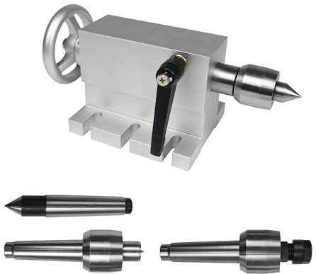 YIDOFENG 65 mm MT2 Drehmaschine Mitte Reitstock Morsekegel 2 Live Center beweglich mit 4 austauschbaren Köpfen für CNC-4h-Achsenfräsmaschine, 4-Achsen-MOHS MT2 CNC-Reitstock-Teleskophub 50 mm