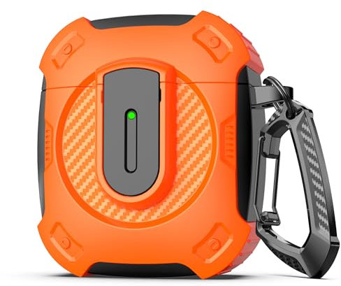 RFUNGUANGO Kompatibel mit AirPods hülle mit Reinigungsset, 2024 Neue Hartschalen-Schutzhülle mit Weltraummotiv, Kompatibel mit airpods 2/1 Generation hülle,Cosmos-Orange