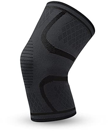 HEARTTOUCH Confezione da 2 fasce di compressione per ginocchia, ginocchiere, in spugna traspirante, antiscivolo, per corsa e allenamento (nero, M)