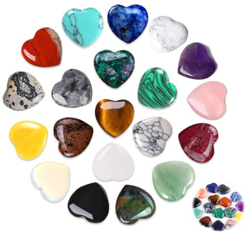 Herz Stein,Heilung Kristall Edelsteine für Liebhaber,Liebesherz Natürliche Bunte Kristalle Steine Reiki Heilsteine Handschmeichler Stein für Valentinstag,Geburtstage,Muttertag und Thanksgiving Tag
