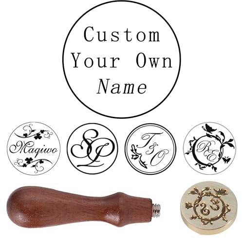 Ychostamp Benutzerdefinierter Wachssiegelstempel - Personalisierter Name/Initiale/Buchstabe Versiegelter Stempel für Hochzeitseinladungen, Basteln DIY, Umschläge und Briefe
