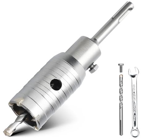hsawbit 45mm Core Drill Bit SDS Concrete Hole Cutter with 110mm SDS Shank, Masonry Hole Saw Wall Hole Cutter Holesaw for Concrete Brick Wall Stone