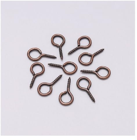 Wisafory 200 Stück Schraube Auge Stifte Schraubösen Selbstschneidende Mini Ösenschrauben Augenschraubenhaken Ringhaken für Holz Cork Top Flaschen DIY Schmuckherstellung Rote Bronze 4 * 8mm