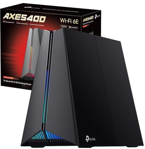 TP-Link Archer GXE75 Tri-Band WiFi 6E Gaming Router, AXE5400Mbps Ultra Fast Speed, 2.5G WAN Port, WiFi Router With 6 GHz Band, Dedicated Gaming Panel, Easy-Mesh Compatible, VPN Server,HomeShield