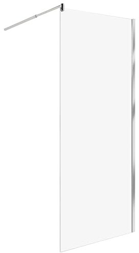Paroi de Douche en Verre Trempé 80 x 190 cm Sans Porte Argenté Ahaus