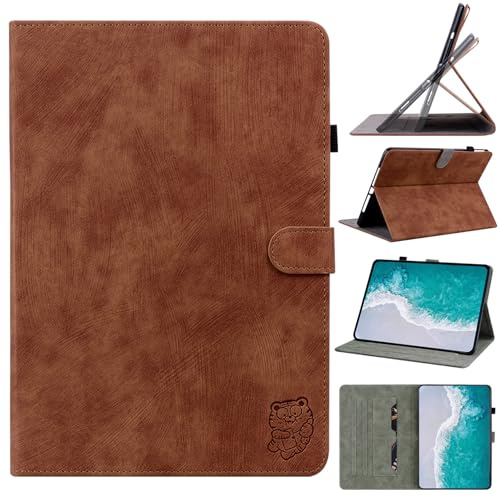 Generico DayQiQiPu Caso Pelle PU per Samsung Galaxy Tab A SM-T550/T555/P550/P555 9,7 Pollici 2015 Motivo Tigre Carino Custodia per Tablet Flip Supporto per Slot per schede Custodie,Marrone