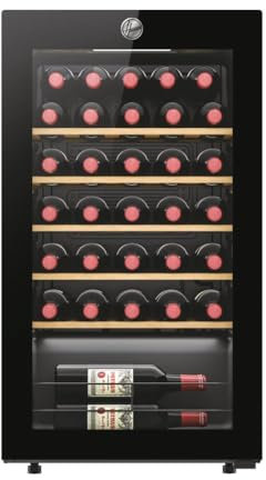 Hoover, Cantina Vino HOWC034, Wine Bank, 34 bottiglie, 37dB, Connessa, Nero, Cantinetta Vino 34 Bottiglie, Nero, AxLxP 85x47,5x45,6 cm [Classe di efficienza energetica G]