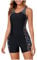 KUIH Plus Size Swimwear for Women Tankini Sleeves Boyleg One Piece Swimsuit Sport Swimming Costume Modest Athletic Racerback Swimwear UK Size 8-18