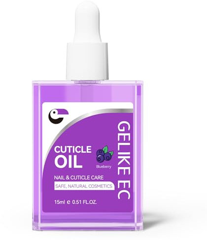 Nail Cuticle Oil for Damaged and Thin - Gelike EC Easy and Quick Absorb Cuticles Care Treatment - Natural Blueberry Smells for Women and Men Dry Damaged Thin Nails