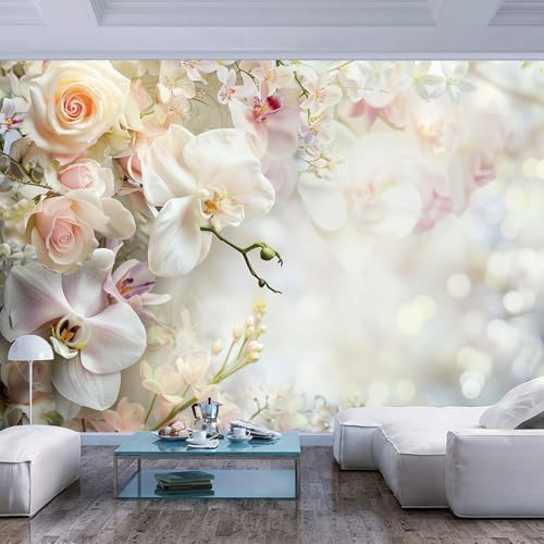 Wallpaper 3D Papers Giant Flower Rose White Giant Bedrooms Indoor Living Room Bedroom Decorate Any Size Paste Children Non-Woven Cloth Fresco Wallcoverings