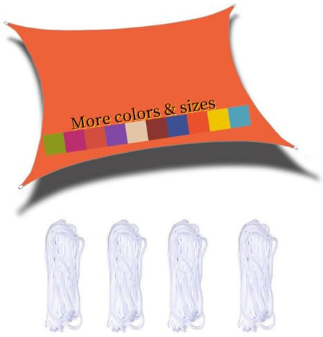 Voile D'ombrage Rectangulaire 3x5m Imperméable PES Toile Ombrage 98％ UV Protection pour Jardin Terrasse Balcon Piscine Fête Extérieur, Orange