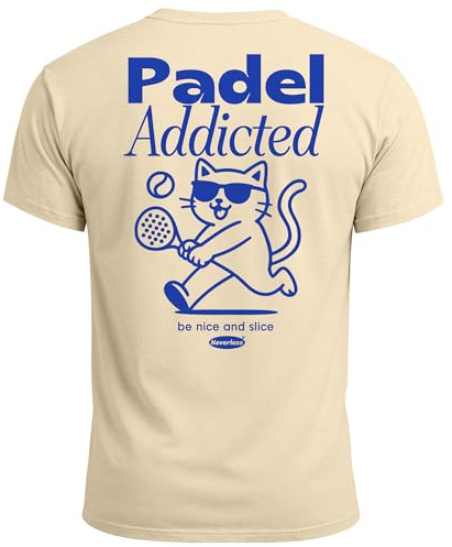 Neverless® Herren T-Shirt Backprint Padel Tennis Sport Funshirt aus Baumwolle Katze Printshirt Fashion Streetstyle