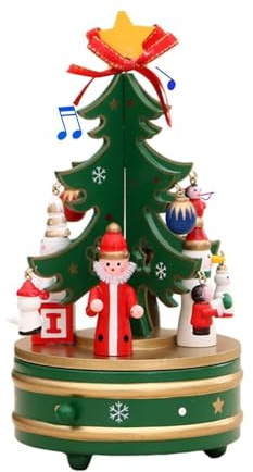 Christmas Tree Music Box - Holiday Keepsake, Festive Sound | Wooden Tree Ornament, Melodic Holiday Decor, Gift Idea For Seasonal Cheer, Classic Tune Player, Decorative Christmas Accent For Home