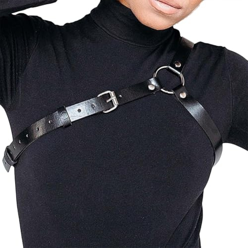 XYFfybhsd Damen Body Harness Einstellbar Gothic Kleidung Sexy Outfit (Size:Einheitsgröße,Color:Schwarz)