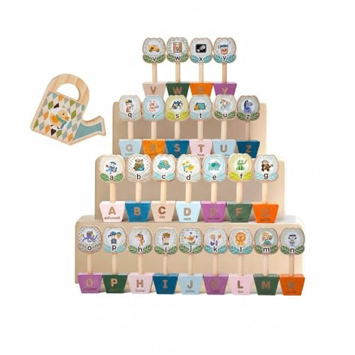 KiBcsLic Blumen Buchstaben Spiel Frühe Bildung Buchstaben Zuordnungsspiel Fördert die Feinmotorik Alphabet Steckspiel für Anfänger, Kindergarten