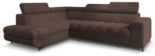 Masseno Ecksofa MORIVA Q L-S mit Schlaffunktion L-Form, Klassisch Sofa mit Bettkasten, Wohnzimmersofa, Couch, Soffa, Bettsofa, Couchgarnitur - Braun, Quelle 25