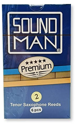 6 Soundman® Blättchen für Tenorsaxophon - Rohrblätter für Saxophon - Schachtel à 6 Stück (Stärke 2,0)