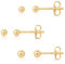 DTPsilver® 3 Paare WINZIGE/KLEINE Ohrringe 925 Sterling Silber Gelb Vergoldet - Runde Kugel Ohrstecker - Durchmesser: 2, 3, 4 mm