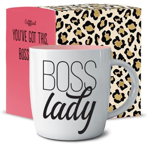 Triple Gifffted Boss Lady Gifts for Women, Valentines Day, Her Birthday, Christmas, Mothers Day Presents, Coffee Mug Cup Gift for Sister, Mom, Boss, Girlfriend