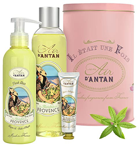 Beauty Set UN AIR D'ANTAN 3-teiliges Verbene der Provence Parfüm In Einer Hübschen Kiste, Aus Frankreich, Geburtstagsgeschenk, Beste Freundin Geschenke, Wellness Set Für Frauen, Geschenkset Frauen