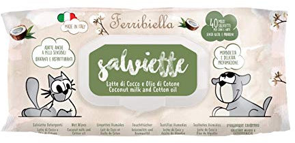 Ferribiella Salviette Cocco - Cotone, 12 buste da 40 pezzi, L'imballaggio può variare