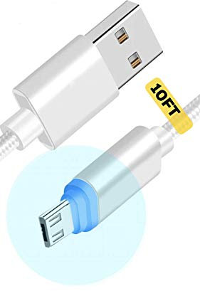 TrueProve Mophie Kabel-Akku-Hülle, kompatibel mit intelligentem Ladekabel, LED-Synchronisationskabel und Tasche (Bündel), Lichter während des Ladens für Helium-, 3 m, Weiß