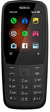 Nokia 220 Feature Phone, 2, 4 Zoll, 24MB ROM, 16MB RAM, Version 2019, Black