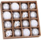 Sea Team 80mm/3.15 Delicate Contrast Color Theme Painting & Glittering Christmas Tree Pendants Decorative Hanging Christmas Baubles Balls Ornaments Set - 16 Pieces (Silver & White)