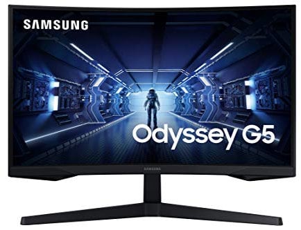 Samsung Odyssey G5 Series 27-Inch WQHD (2560x1440) Gaming Monitor, 144Hz, Curved, 1ms, HDMI, Display Port, FreeSync Premium (LC27G55TQWNXZA)
