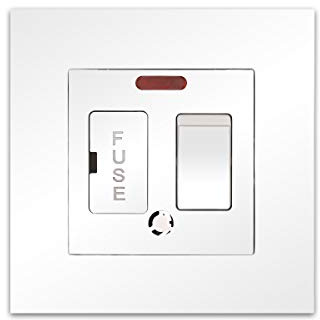 CNBINGO Switched Fused Connection Unit with Red Power Indicator, Rocker Spur Switch with Ceramic Tube Cartridge Fuse (BS1362, 6.3x25 mm), White Screwless PC Wall Plate