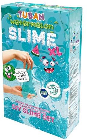 TUBAN DIY Tuban Slime Set – Glue – Activator – Neon Glitter – Container – Stirring Stick – Toy for Kids Watermelon XL