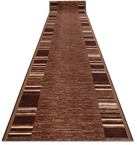 rugsx Antirutsch Teppich Läufer Adagio braun – Moderner Kurzflor für Küche, Flur & Wohnzimmer, Meterware, 57x260 cm